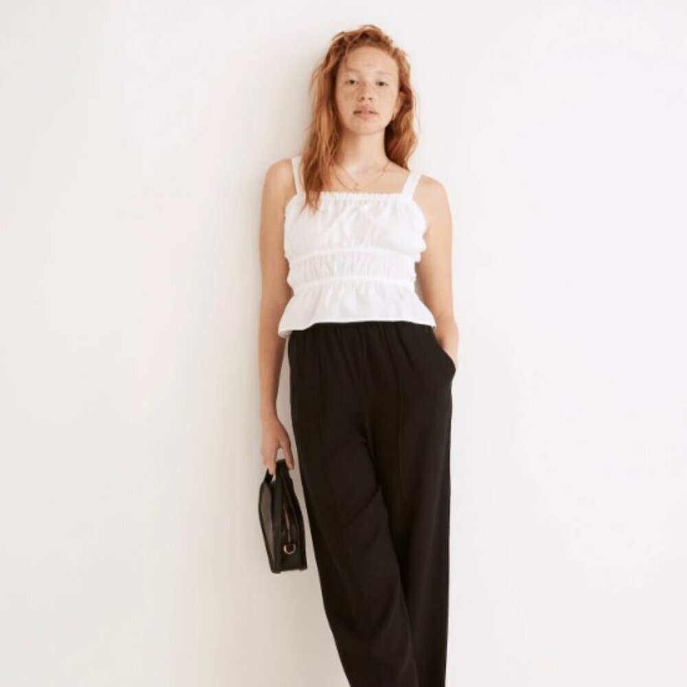 Madewell White Poplin Sophia Peplum Summer Casual Tank Top Blouse Size XL -‎ NEW